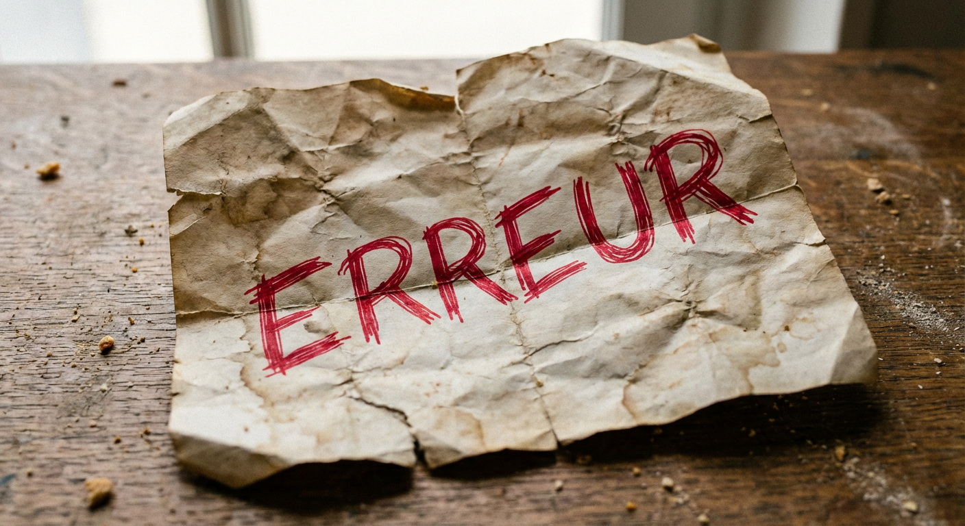 Erreur sur papier froissé